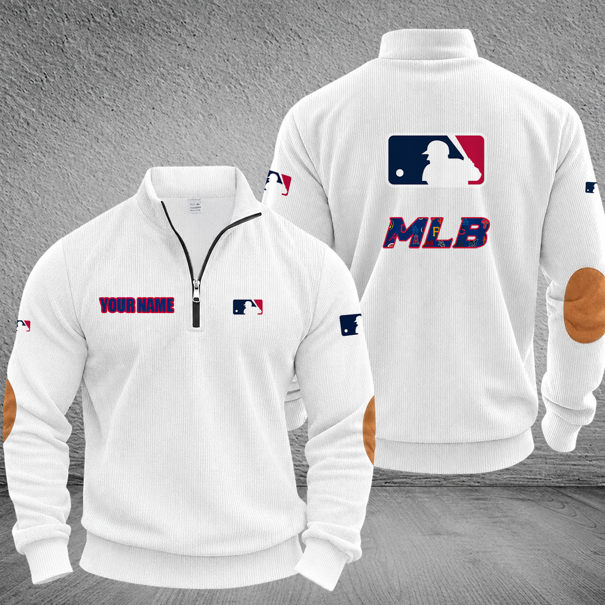 [FLASH SALE] NEW CUSTOMIZED MLB32 ALL TEAMS MULTICOLOR STRIPED QUATER ZIP SWEATSHIRT