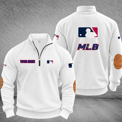 [FLASH SALE] NEW CUSTOMIZED MLB32 ALL TEAMS MULTICOLOR STRIPED QUATER ZIP SWEATSHIRT