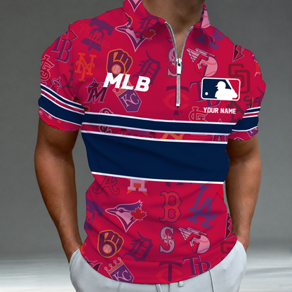 LIMITED EDITION - NEW CUSTOMIZED MLB32 ALL TEAMS ZIP POLO SHIRT