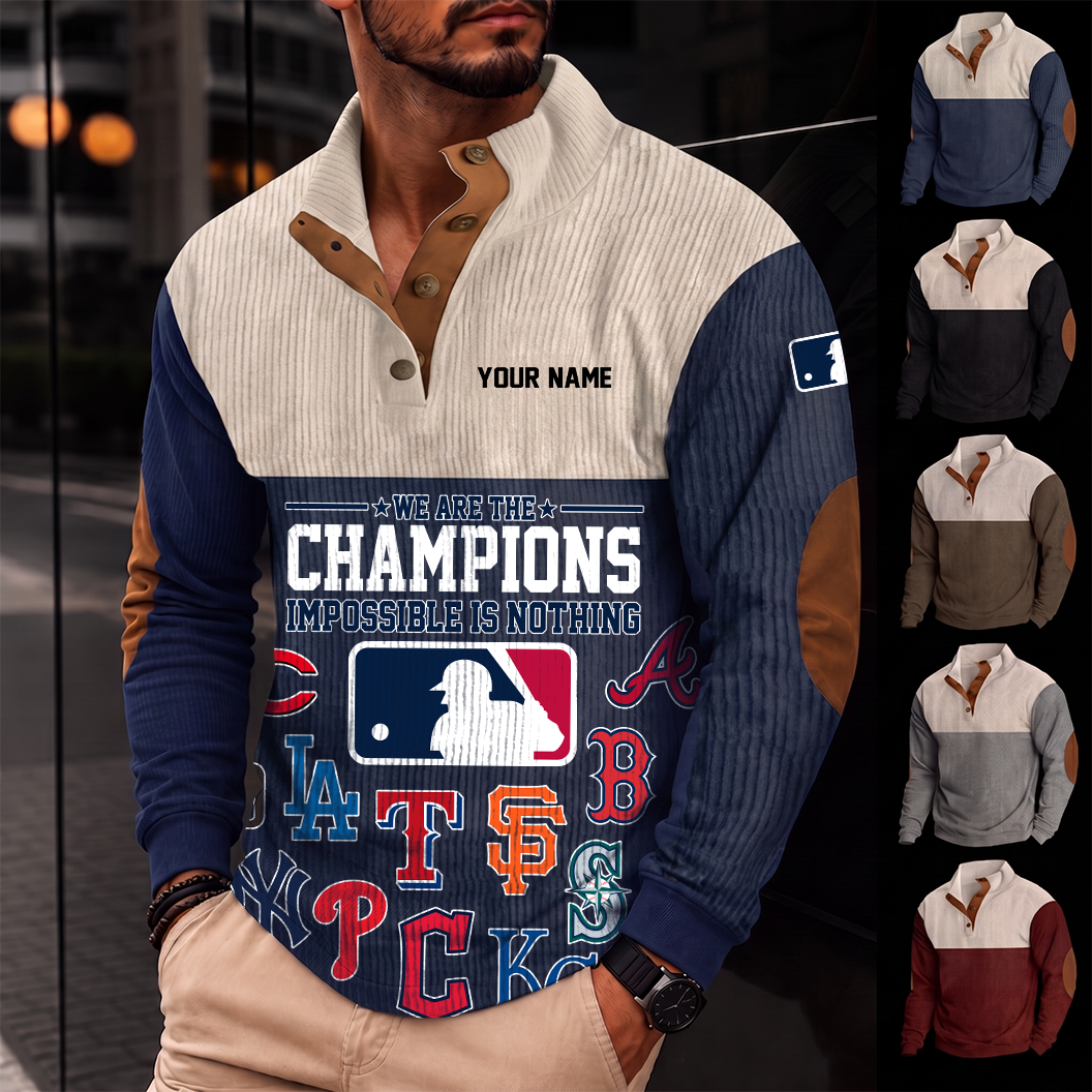[FLASH SALE] NEW CUSTOMIZED MLB32 MLB ALL TEAMS BUTTON SWEATSHIRTS STAND COLLAR