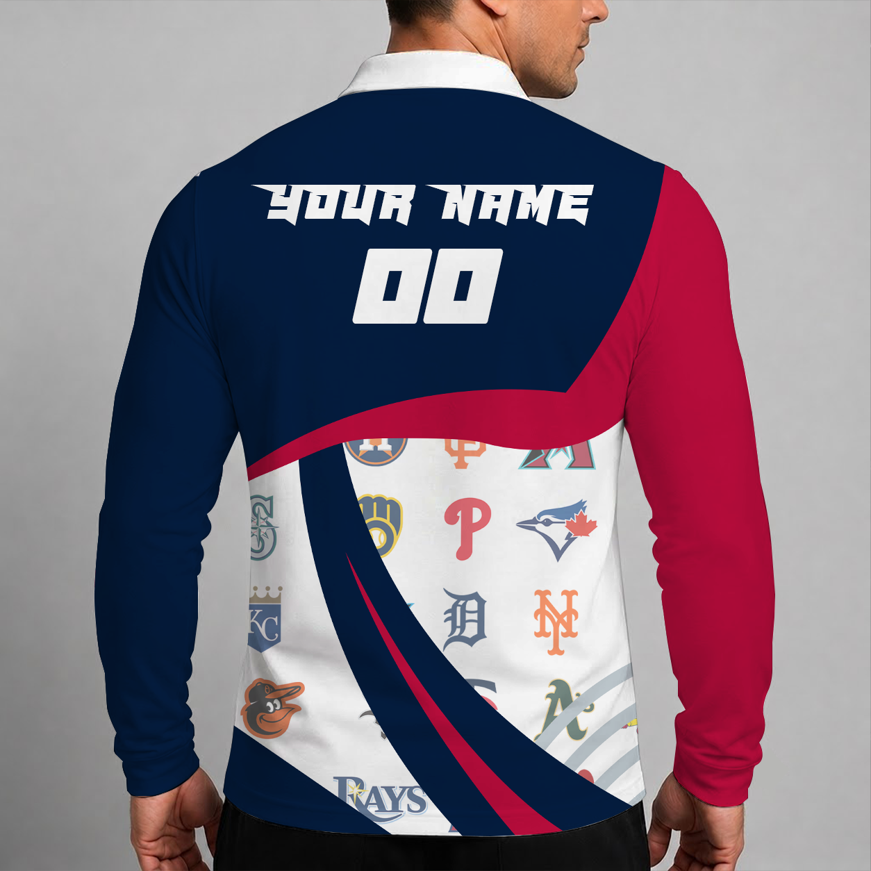 [FLASH SALE] NEW CUSTOMIZED MLB32 ALL TEAMS MEN'S LONG SLEEVE POLO