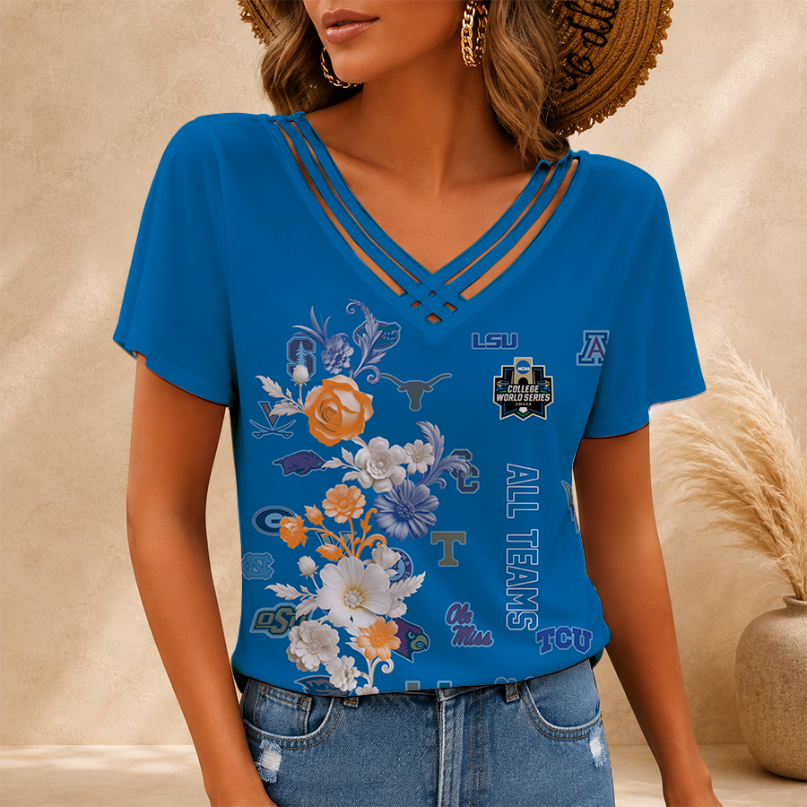 [FAN FAVORITE] NEW CUSTOMIZED NCAA CWS32 ALL TEAMS V-NECK SHIRT