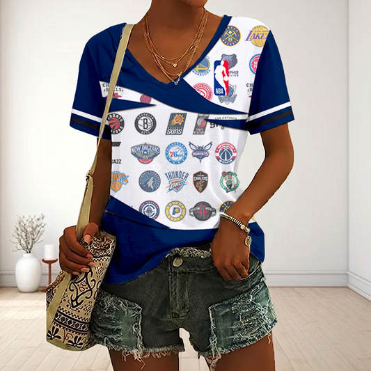 [HOT DEAL] NEW CUSTOMIZED NBA32 NBA ALL TEAMS V-NECK FEMALE SHIRT