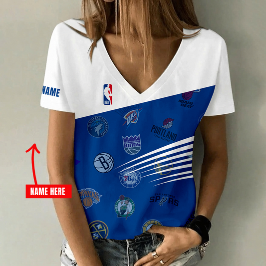[HOT DEAL] NEW CUSTOMIZED NBA32 NBA ALL TEAMS V-NECK FEMALE SHIRT