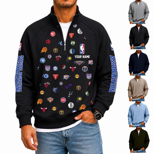 [HOT DEAL] NEW CUSTOMIZED NBA32 NBA ALL TEAMS  MEN'S QUARTER ZIP PULLOVER