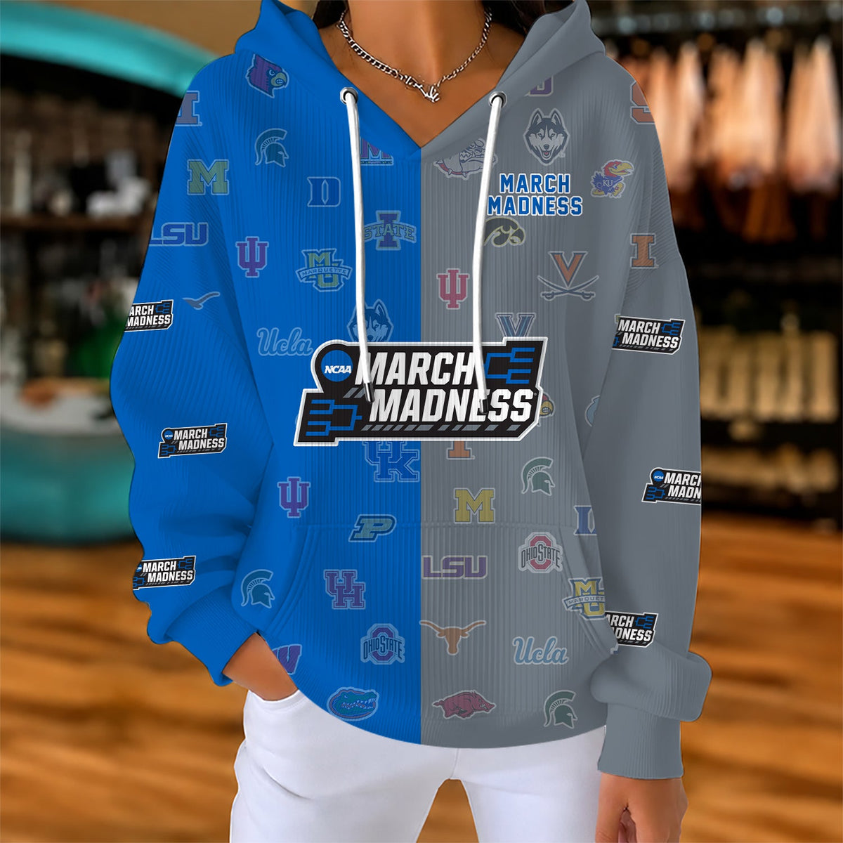 [FAN FAVORITE] NEW CUSTOMIZED NCAA MAM32 BKM ALL TEAMS STRAPPY RIBBED HOODIE & SWEATSHIRT