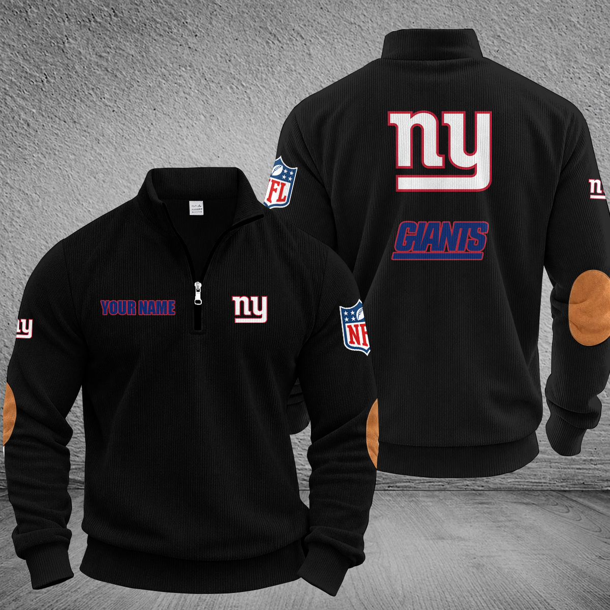 [SPECIAL OFFER] NEW CUSTOMIZED NFL32 NYG NEW YORK GIANTS MULTICOLOR STRIPED QUATER ZIP SWEATSHIRT