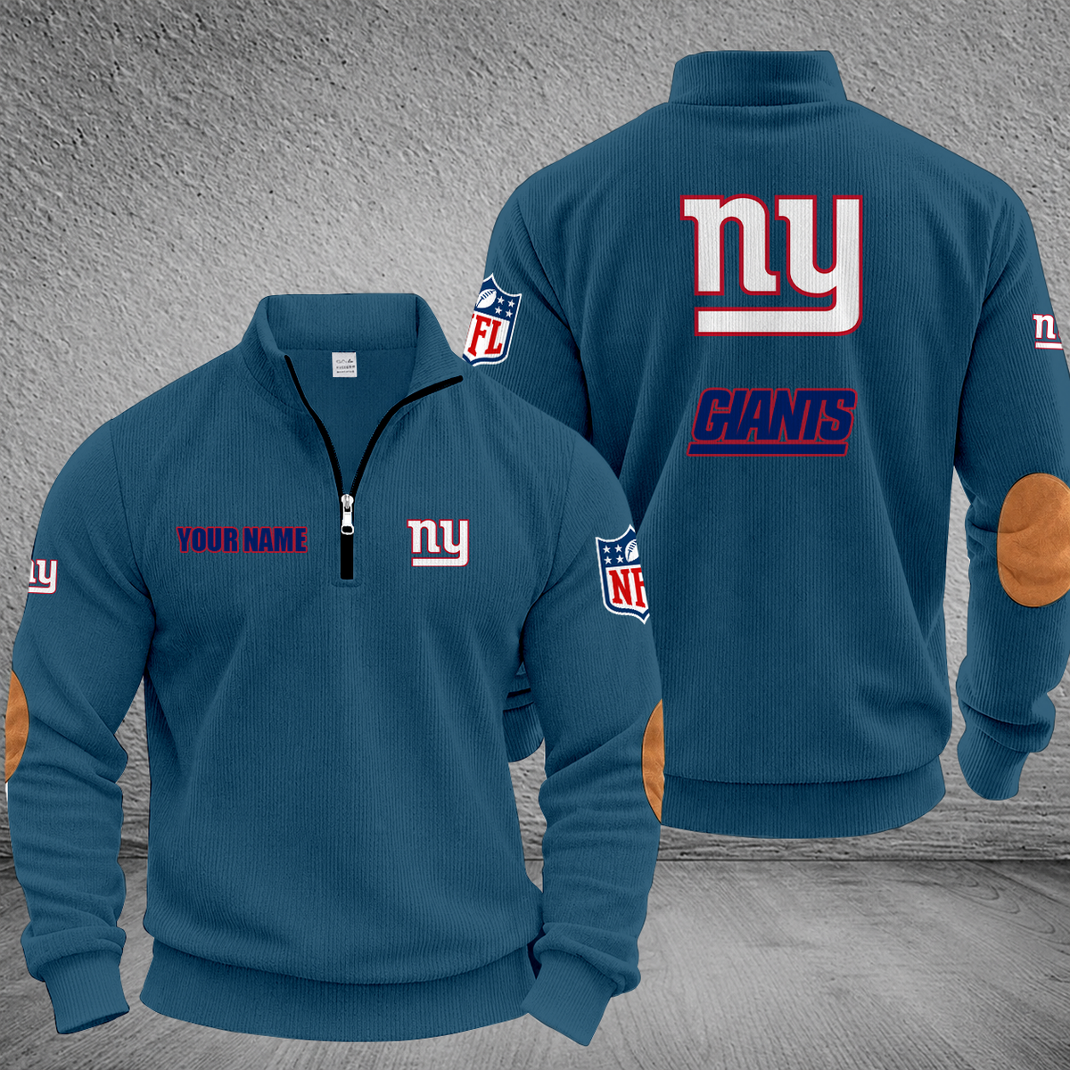 [SPECIAL OFFER] NEW CUSTOMIZED NFL32 NYG NEW YORK GIANTS MULTICOLOR STRIPED QUATER ZIP SWEATSHIRT