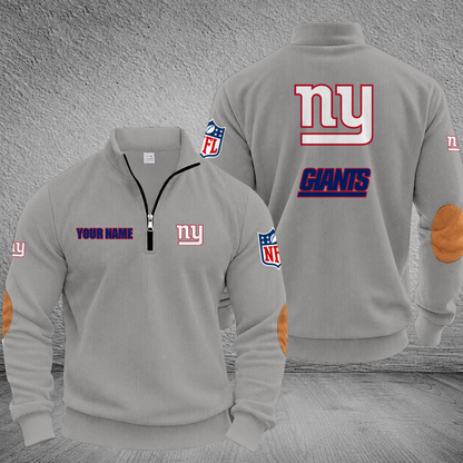 [SPECIAL OFFER] NEW CUSTOMIZED NFL32 NYG NEW YORK GIANTS MULTICOLOR STRIPED QUATER ZIP SWEATSHIRT