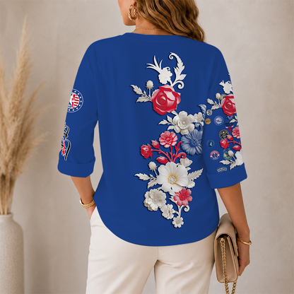 LIMITED EDITION - NEW CUSTOMIZED NBA32 NBA ALL TEAMS WOMEN'S V-NECK LONG SLEEVE SHIRT