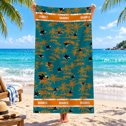 [SUPER SALE] NEW CUSTOMIZED NHL32 SJS SAN JOSE SHARKS BEACH TOWEL