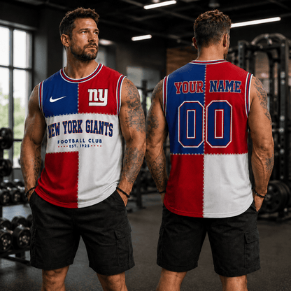 [SPECIAL OFFER] NEW CUSTOMIZED NFL32 NYG NEW YORK GIANTS MEN'S GYM SHIRT