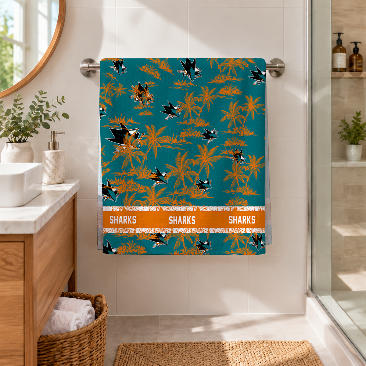 [SUPER SALE] NEW CUSTOMIZED NHL32 SJS SAN JOSE SHARKS BEACH TOWEL