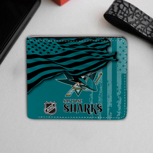 [SUPER SALE ] NEW CUSTOMIZED NHL32 SJS SAN JOSE SHARKS LEATHER WALLET
