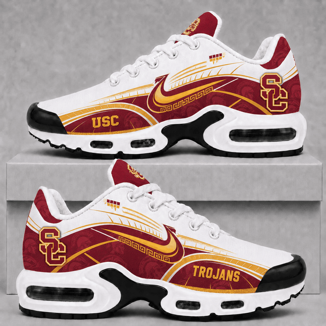 [FAN FAVORITE] NEW CUSTOMIZED NCAA FBS32 USC USC TROJANS AIR MAX PLUS SNEAKERS