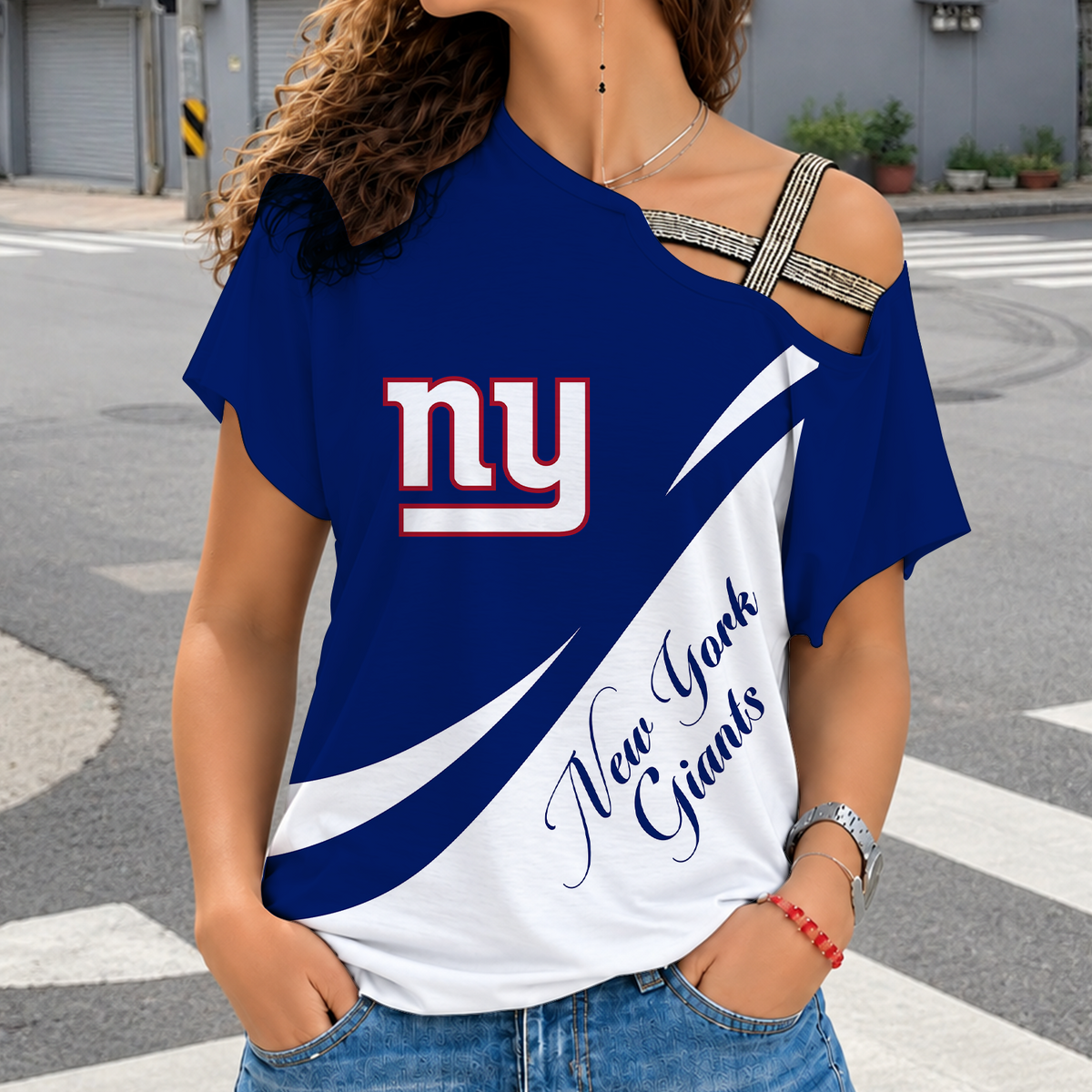 [SPECIAL OFFER] NEW CUSTOMIZED NFL32 NYG NEW YORK GIANTS SHOULDER SHIRT