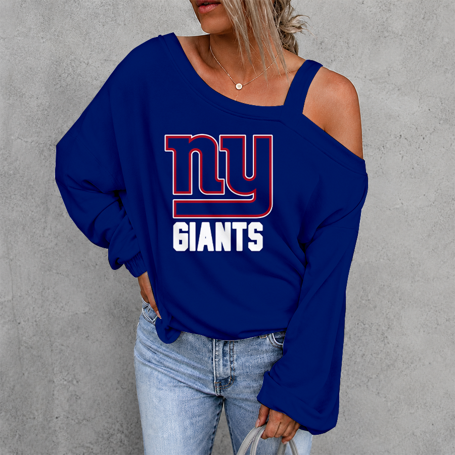 [SPECIAL OFFER] NEW CUSTOMIZED NFL32 NYG NEW YORK GIANTS DROP SHOULDER SWEATSHIRT