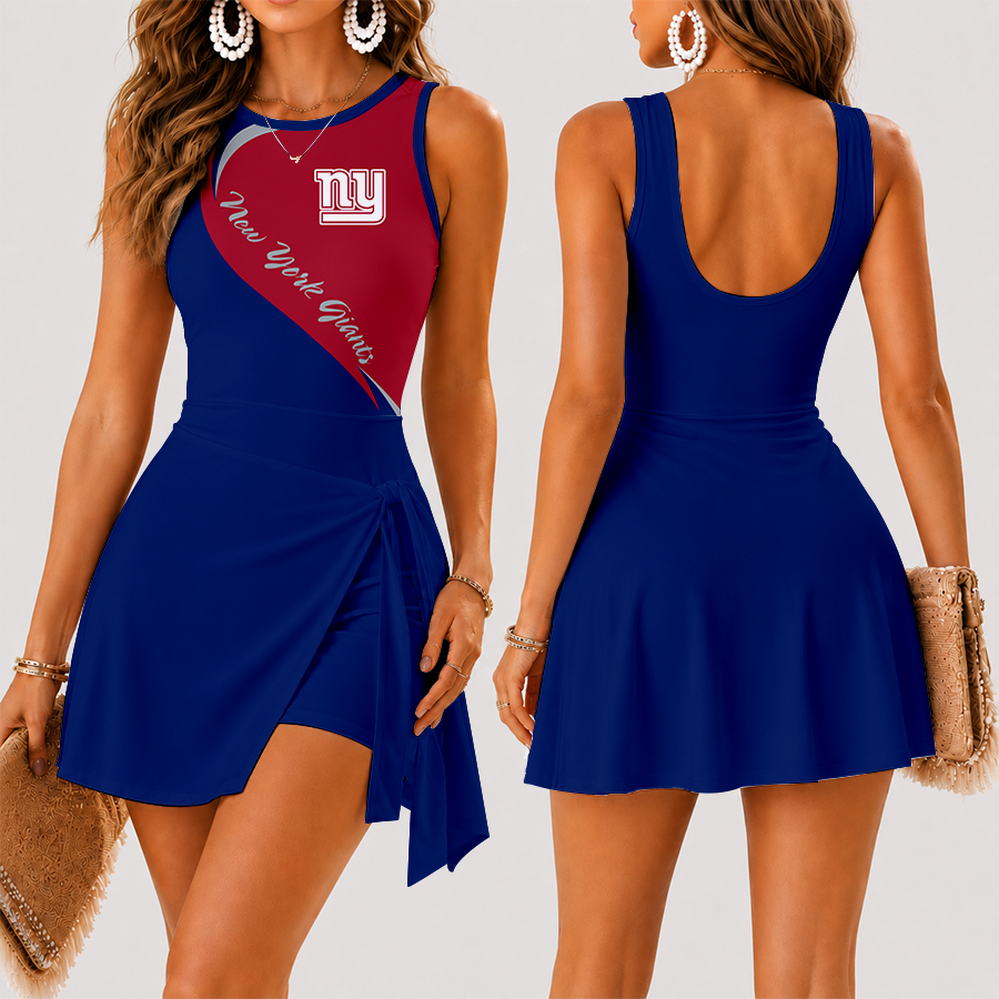 [SPECIAL OFFER] NEW CUSTOMIZED NFL32 NYG NEW YORK GIANTS WOMEN'S SUMMER SKORT DRESS