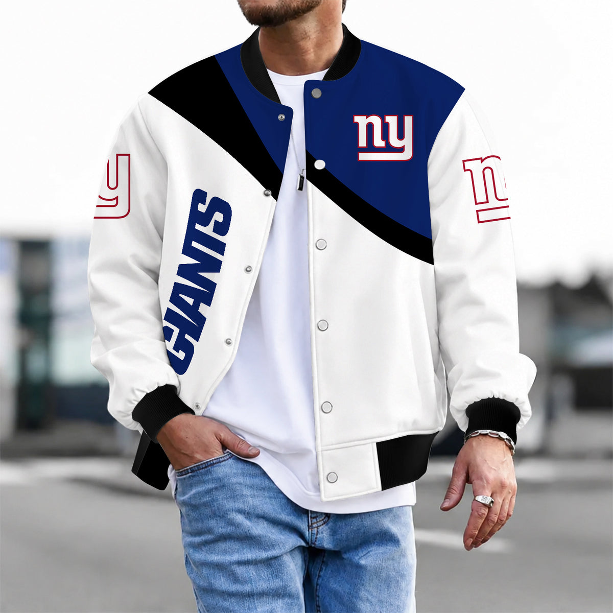 [SPECIAL OFFER] NEW CUSTOMIZED NFL32 NYG NEW YORK GIANTS SATIN VARSITY & BASEBALL JACKET