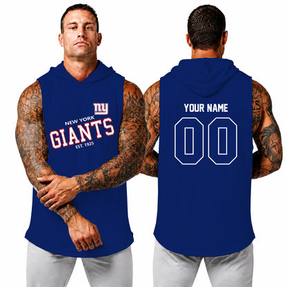 [SPECIAL OFFER] NEW CUSTOMIZED NFL32 NYG NEW YORK GIANTS HOODED TANK TOP