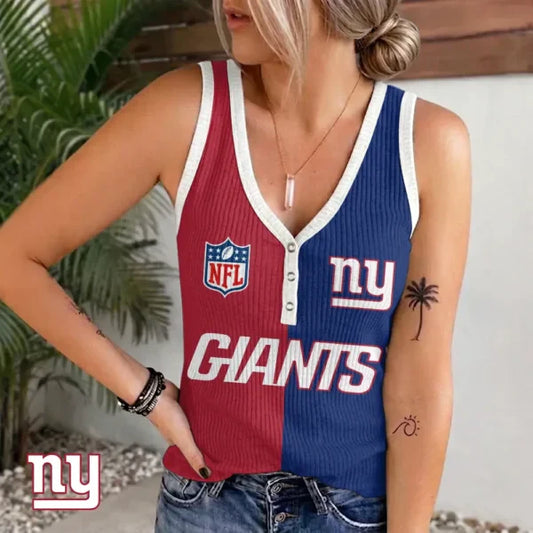 [SPECIAL OFFER] NEW CUSTOMIZED NFL32 NYG NEW YORK GIANTS WOMEN'S V-NECK TANK TOP