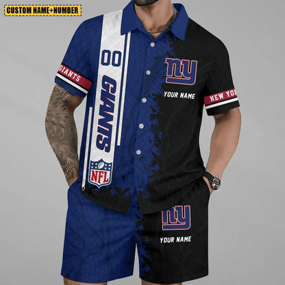 LIMITED RUN - NEW CUSTOMIZED NFL32 NYG NEW YORK GIANTS UNISEX HAWAIIAN SHIRT & SHORTS SET