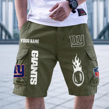 [SPECIAL OFFER] NEW CUSTOMIZED NFL32 NYG NEW YORK GIANTS CARGO SHORTS