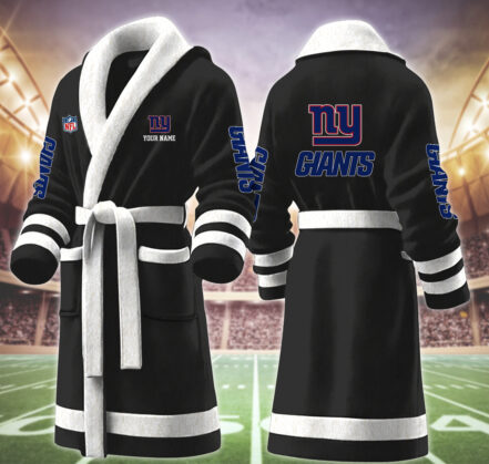 [SPECIAL OFFER] NEW CUSTOMIZED NFL32 NYG NEW YORK GIANTS MULTICOLOR FLEECE BATHROBE