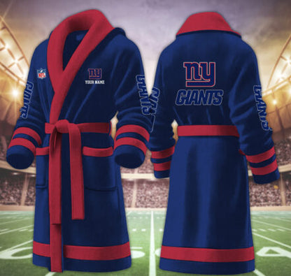 [SPECIAL OFFER] NEW CUSTOMIZED NFL32 NYG NEW YORK GIANTS MULTICOLOR FLEECE BATHROBE