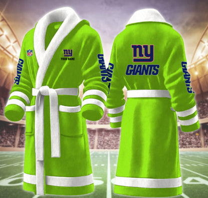 [SPECIAL OFFER] NEW CUSTOMIZED NFL32 NYG NEW YORK GIANTS MULTICOLOR FLEECE BATHROBE
