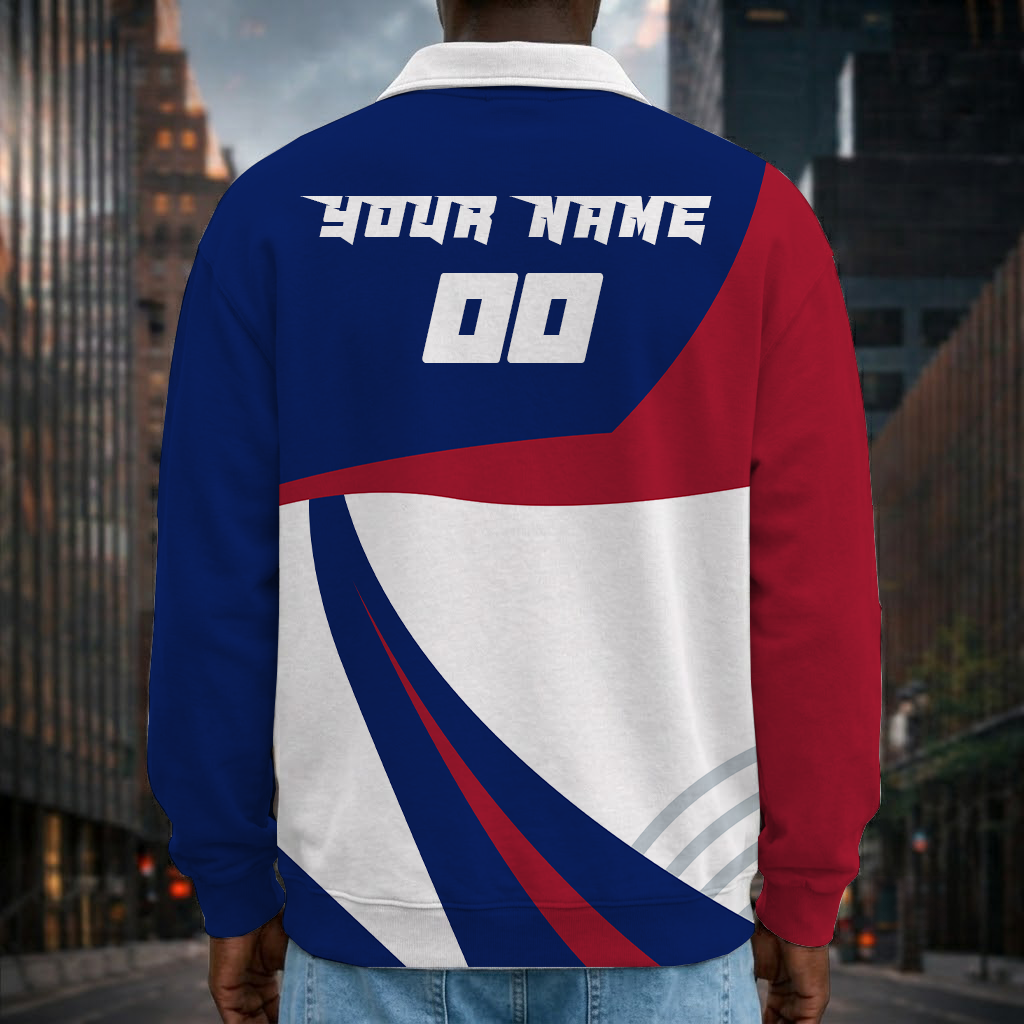 [SPECIAL OFFER] NEW CUSTOMIZED NFL32 NYG NEW YORK GIANTS LONG SLEEVE POLO SHIRT