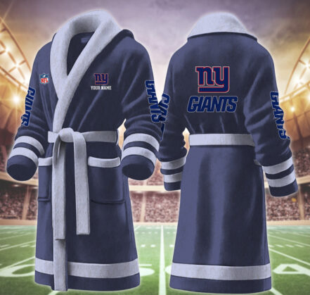 [SPECIAL OFFER] NEW CUSTOMIZED NFL32 NYG NEW YORK GIANTS MULTICOLOR FLEECE BATHROBE