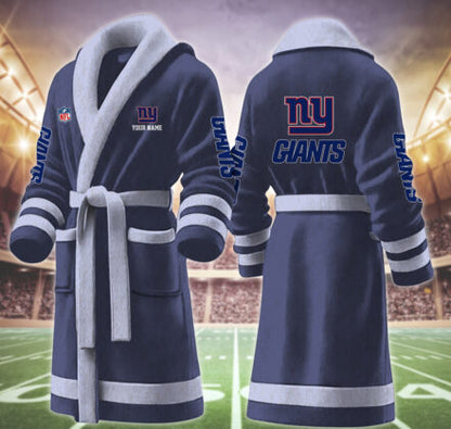 [SPECIAL OFFER] NEW CUSTOMIZED NFL32 NYG NEW YORK GIANTS MULTICOLOR FLEECE BATHROBE