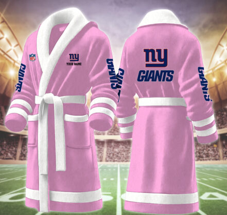 [SPECIAL OFFER] NEW CUSTOMIZED NFL32 NYG NEW YORK GIANTS MULTICOLOR FLEECE BATHROBE