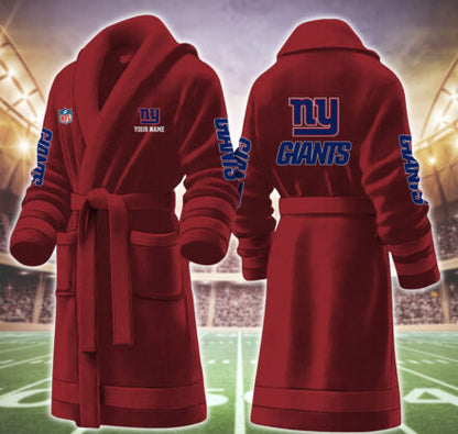 [SPECIAL OFFER] NEW CUSTOMIZED NFL32 NYG NEW YORK GIANTS MULTICOLOR FLEECE BATHROBE
