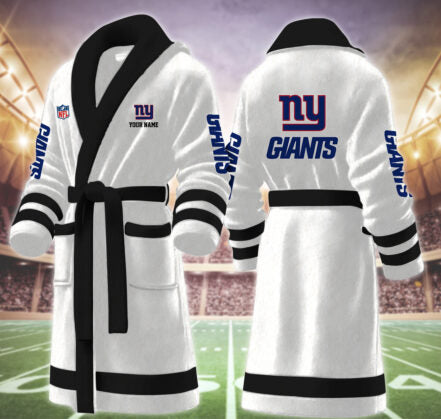 [SPECIAL OFFER] NEW CUSTOMIZED NFL32 NYG NEW YORK GIANTS MULTICOLOR FLEECE BATHROBE