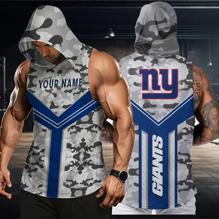 [SPECIAL OFFER] NEW CUSTOMIZED NFL32 NYG NEW YORK GIANTS HOODED TANK TOP