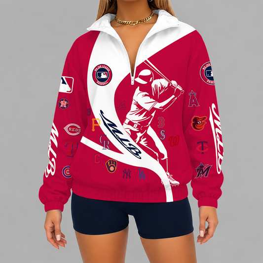 [FLASH SALE] NEW CUSTOMIZED MLB32 MLB ALL TEAMS V-NECK ZIPPER SWEATSHIRT JACKET