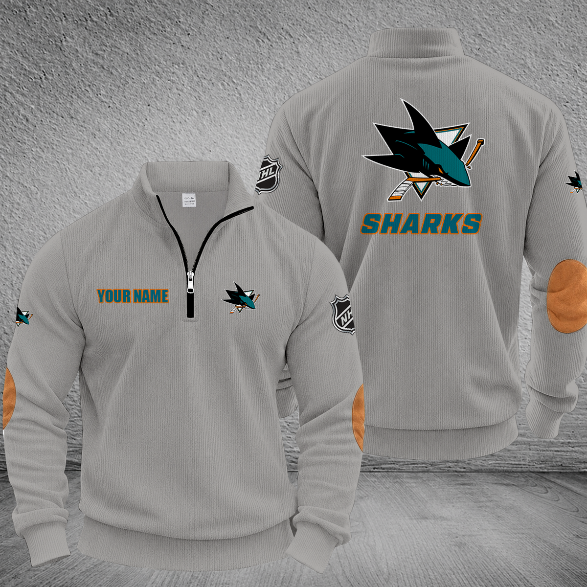 [SUPER SALE] NEW CUSTOMIZED NHL32 SJS SAN JOSE SHARKS MULTICOLOR STRIPED QUATER ZIP SWEATSHIRT