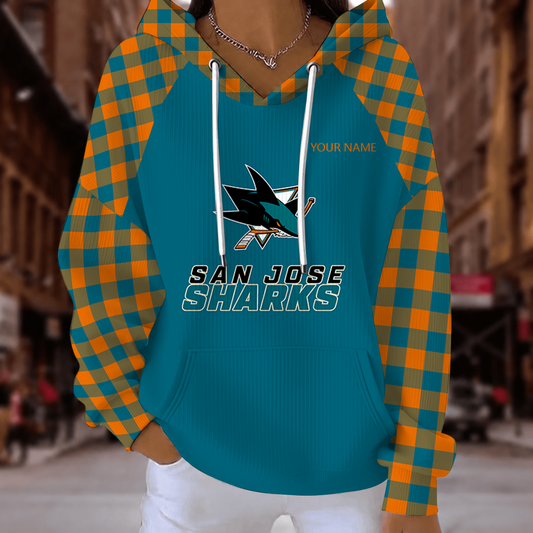[SUPER SALE] NEW CUSTOMIZED NHL32 SJS SAN JOSE SHARKS RIBBED HOODIE & SWEATSHIRT