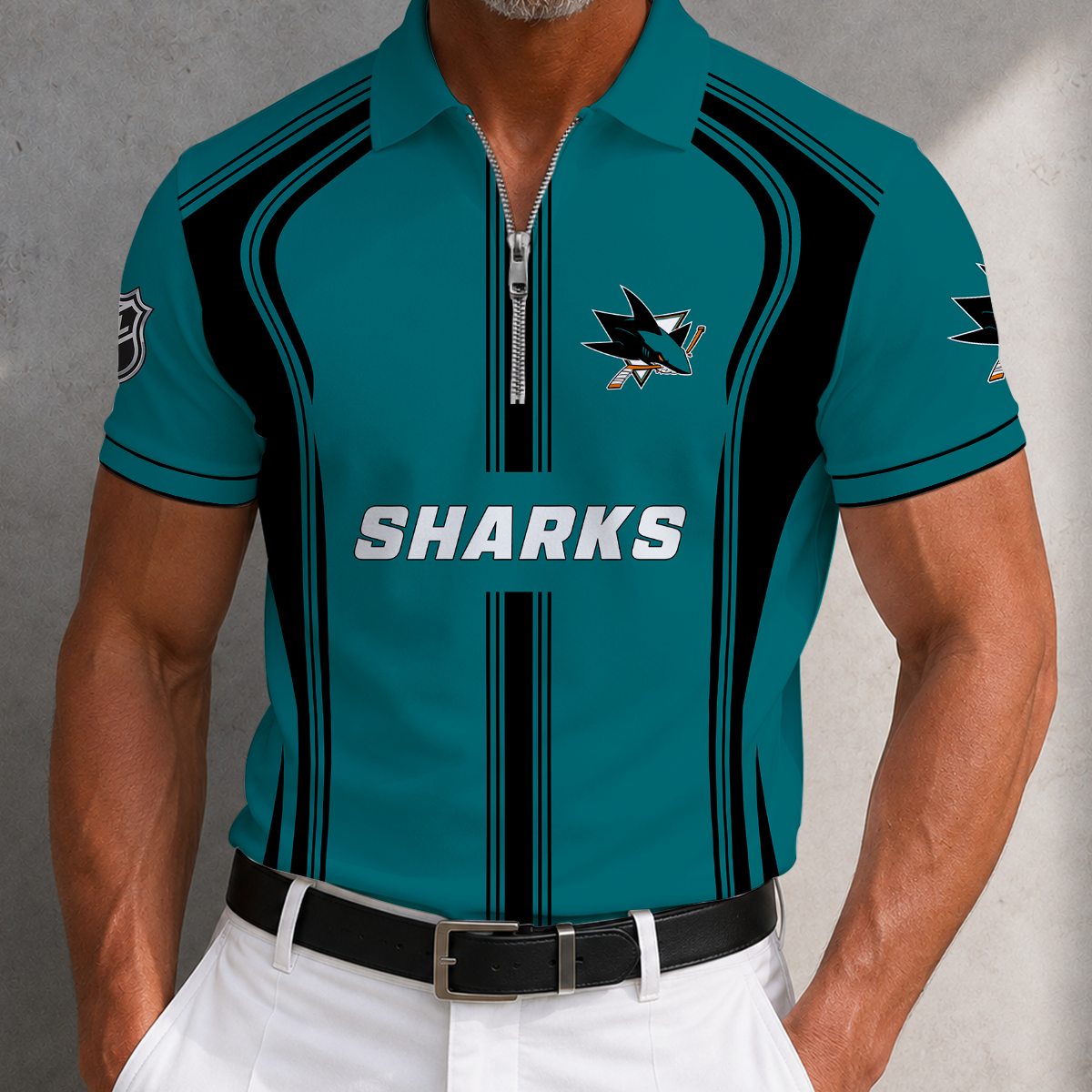 [SUPER SALE] NEW CUSTOMIZED NHL32 SJS SAN JOSE SHARKS POLO SHIRT