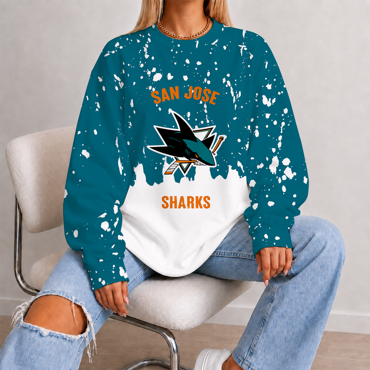 [SUPER SALE] NEW CUSTOMIZED NHL32 SJS SAN JOSE SHARKS UNISEX SWEATSHIRT