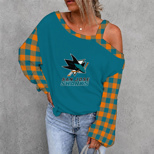[SUPER SALE] NEW CUSTOMIZED NHL32 SJS SAN JOSE SHARKS DROP SHOULDER SWEATSHIRT