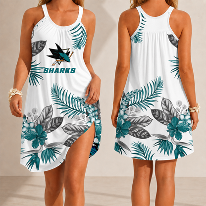 [SUPER SALE] NEW CUSTOMIZED NHL32 SJS SAN JOSE SHARKS CAMISOLE DRESS