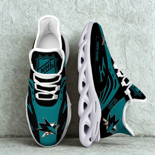[SUPER SALE ] NEW CUSTOMIZED NHL32 SJS SAN JOSE SHARKS MAX SOUL SHOES