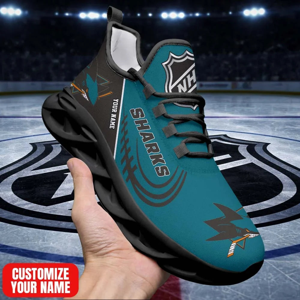[SUPER SALE] NEW CUSTOMIZED NHL32 SJS SJ SHARKS PREMIUM CLUNKY SNEAKERS
