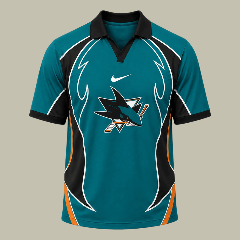[SUPER SALE] NEW CUSTOMIZED NHL32 SJS SAN JOSE SHARKS POLO SHIRT