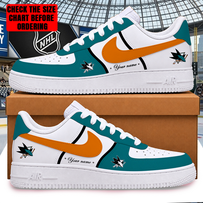 [SUPER SALE] NEW CUSTOMIZED NHL32 SJS SAN JOSE SHARKS AF1 SHOES