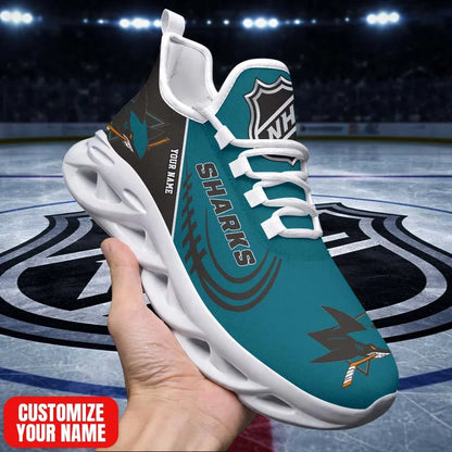 [SUPER SALE] NEW CUSTOMIZED NHL32 SJS SJ SHARKS PREMIUM CLUNKY SNEAKERS