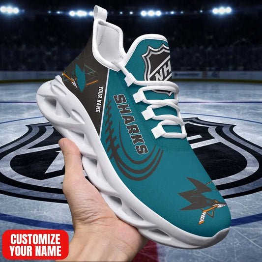 [SUPER SALE] NEW CUSTOMIZED NHL32 SJS SJ SHARKS PREMIUM CLUNKY SNEAKERS